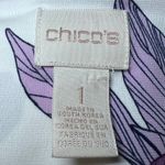 Chico's Floral Blouse Womens 1 Purple 3/4 Sleeve Top Work Career Party Preppy Photo 5