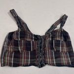 Free People ‎ bustier plaid floral crop adjustable top shirt small Photo 0