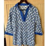 Sigrid Olsen  100% Linen Blouse Size Medium Blue White Resort Wear Top Beach NWT Photo 6