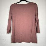 Garnet Hill  Pink Flower Embroidered 3/4 Sleeve Tee Shirt Womens S Casual Basic Photo 7