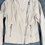 Thread & Supply Faux Suede Moto Jacket Women’s Small Nude Tan Ribbed Panels Zip Photo 4