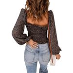 ASTR The Label Floral Ruched Sweatheart
Neck Top Brown Wine Ditsy Medium Photo 2