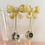 Handmade Kawaii ribbon & tea cup dangle earrings 💚 2WAY & original :) Photo 0