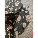 Elevenses Anthropologie  Floral Tansy Ruffle Pants Size 4 Black Satin‎ Wide Leg Photo 8