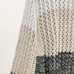 One Grey Day Tan Gray Stripped Bell Sleeve Knitted Sweater Photo 2