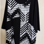 Chico's  Travelers 3 US‎ XL White Black Geometric Top Blouse Tunic Career Travel Photo 0