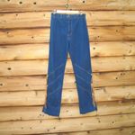 Vintage 70's High Rise Flare Fringe Jeans Blue Size 28 Photo 3