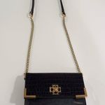 Ann Taylor Delancy Black Leather Chain Strap Crossbody Bag Photo 3