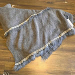 RIKKA Neutral Scarf Embroidery Faux Fur Trim 72 Inches Wrap Photo 0