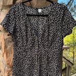H&M DIVIDED Jumpsuit Black White Floral Print M Short Sleeve Wide Leg Photo 2