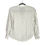 ZARA Asymmetric Long Sleeve Stripe Button Blouse V Neck Collar Pocket M White Photo 5