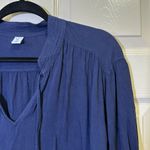 Old Navy Long Sleeve Mandarin Shirt Blouse Size XXL Tall Navy Blue Split Neck Photo 1