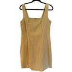 Old Navy  yellow gingham plaid linen square neck mini dress large Photo 2