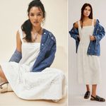 Free People  Dainty Ethereal Cottage Primavera Lace Eyelet Midi Dress White XL Photo 1