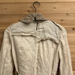 ALLSAINTS  Size 8 100% Linen Harlequin Button Front Trench Coat Lagenlook Photo 7