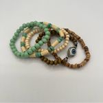 Handmade  wooden beads stretch bracelets Set of 5, NEW! Photo 1