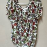 Planet Gold 2/$12 Women’s Plus Orange Floral Print Ruffle Loose Fit Blouse 1X Photo 0