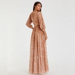 Mac Duggal 5509 SEQUINED WRAP OVER 3/4 SLEEVE GOWN Photo 4