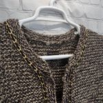 Dana Buchman Open Cardigan Sweater Brown L Long Sleeve Chain Link Trim Knit Photo 4