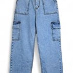 On The Way Blue Wide Leg Cargo Jeans Womens M Casual Denim Size 4 Photo 0