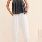 Free People Marina Denim Top Acid Black Nwt Photo 0