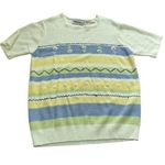 TanJay VTG Womens Medium Short Sleeve Elastic Waistband Daisy Flowers Grannycore Photo 0