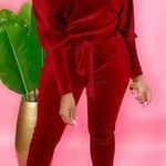 Red velvet jumpsuit Size XL Photo 0