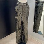 BCBGMAXAZRIA  Wide‎ Leg Metallic Foil Belted Pants Size Medium Photo 3