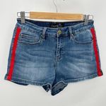Skinny Fries Medium Wash Red Striped High Waisted Shortie Denim Shorts Junior 11 Size undefined Photo 0