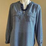 Kenar  Blue & White Circle Blouse Design W Pockets In Front SZ M Photo 0