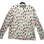 Christmas Mock Neck Size XL Holiday Party Base Layer Festive Cotton Long Sleeve White Photo 0