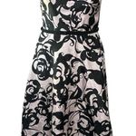 Taylor Elegant Black and Cream Floral Midi Dress Size 12 Photo 0