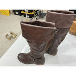 Womans Bass & Co Skyla Knee High Riding Boots 6.5 M Brown 1/4 Zip Buckle Accent Photo 1