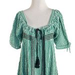 Free People  Bohemian Embroidered Gingham Seersucker Cass Maxi Dress Green Medium Photo 7