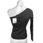 Topshop NEW  Black One Shoulder Sleeve Rings Stretch Knit Pullover Sweater Top 4 Photo 2