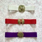 Vintage Red Elastic Belt with Seashell Buckle Photo 3