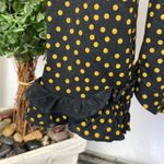 Boden USA Boden Black & Brown Polka Dot Print Button Down Ruffle Long Sleeve Top 8 Photo 4