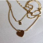 Source Unknown Contemporary Triple Layer Heart/Charm Gold Tone Link Chain 18" Casual Necklace Photo 1