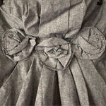 Rhapsody  Strapless Gray Bubble Hem Dress with Rosette Detail | Small Photo 7