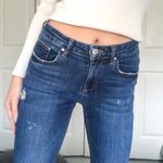 ZARA  dark wash raw ankle hem skinny mid rise jean Photo 3