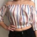 Romwe Striped Off The Shoulder Top Photo 1