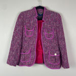 J.Crew  Womens Blazer Fitted Jacket Pink Purple Gold Pockets Size 2‎ Autumn Tweed Photo 0