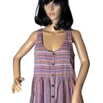 Madewell Scoopneck Tank Shirt Dress in Rainbow Stripe button down cotton size M Photo 4