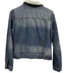 Ashley Vintage Charm Denim Sherpa Lined Distressed Blue Jean Jacket Womens M Size M Photo 5