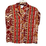 Cupcakes and Cashmere Button Up Blouse Small Women Boxy Fit Aztec Tribal Print Photo 0