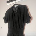 ZARA  Basic Midi Tiered Shirt Dress Black Short Sleeve Size Medium Whimsigoth Photo 9