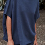 Frank & Eileen  Audrey Triple Fleece Capelet Navy Atlantic One Size EUC Photo 0