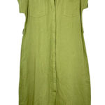 August Sky Light Green 100% Brushed Cotton Short Sleeve Button‎ Front Midi Dress Photo 0