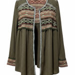 Arianna by Howard’s Sage green Lightweight Jacket with Tapestry Size L/XL Boho Photo 0