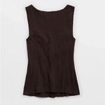 Aerie Dark Brown Chocolate Brown Stretchy Ribbed Tank Top Small Photo 2